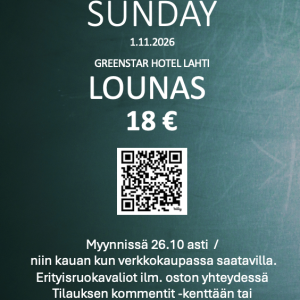 SUPER SUNDAY LOUNAS 18 €